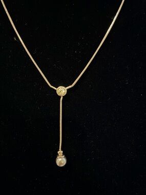 Gold Pearl Drop Lariat Necklace - Women Jewelry
